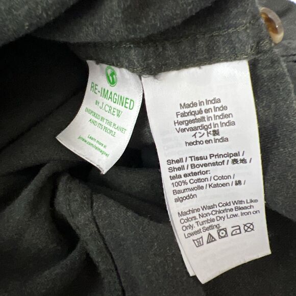 J Crew Button Down Shirt Men Large Grey Brushed Twill Slim Cotton Long Sleeve - Picture 4 of 12